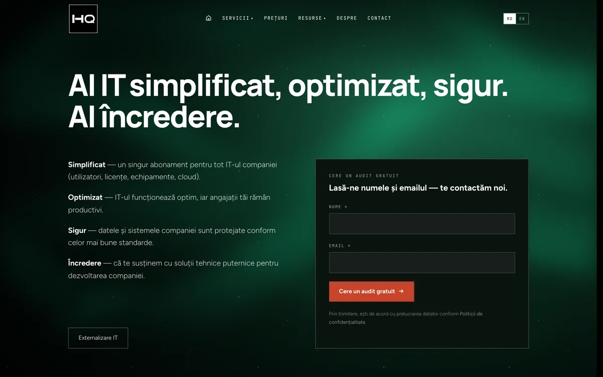 The rebuilt HQ Solutions website